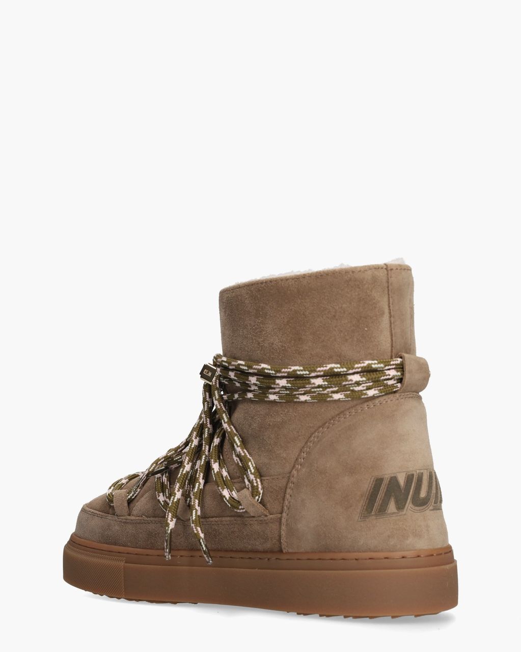 Suede Double Tie Taupe Dames Veterboots