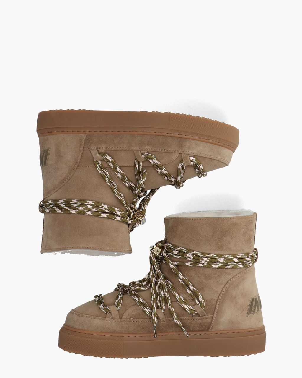 Suede Double Tie Taupe Dames Veterboots