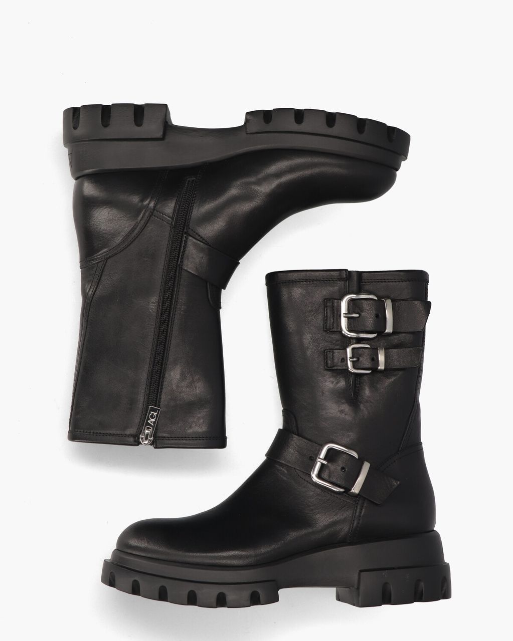 Chunky Biker Zwart Dames Enkellaarsjes