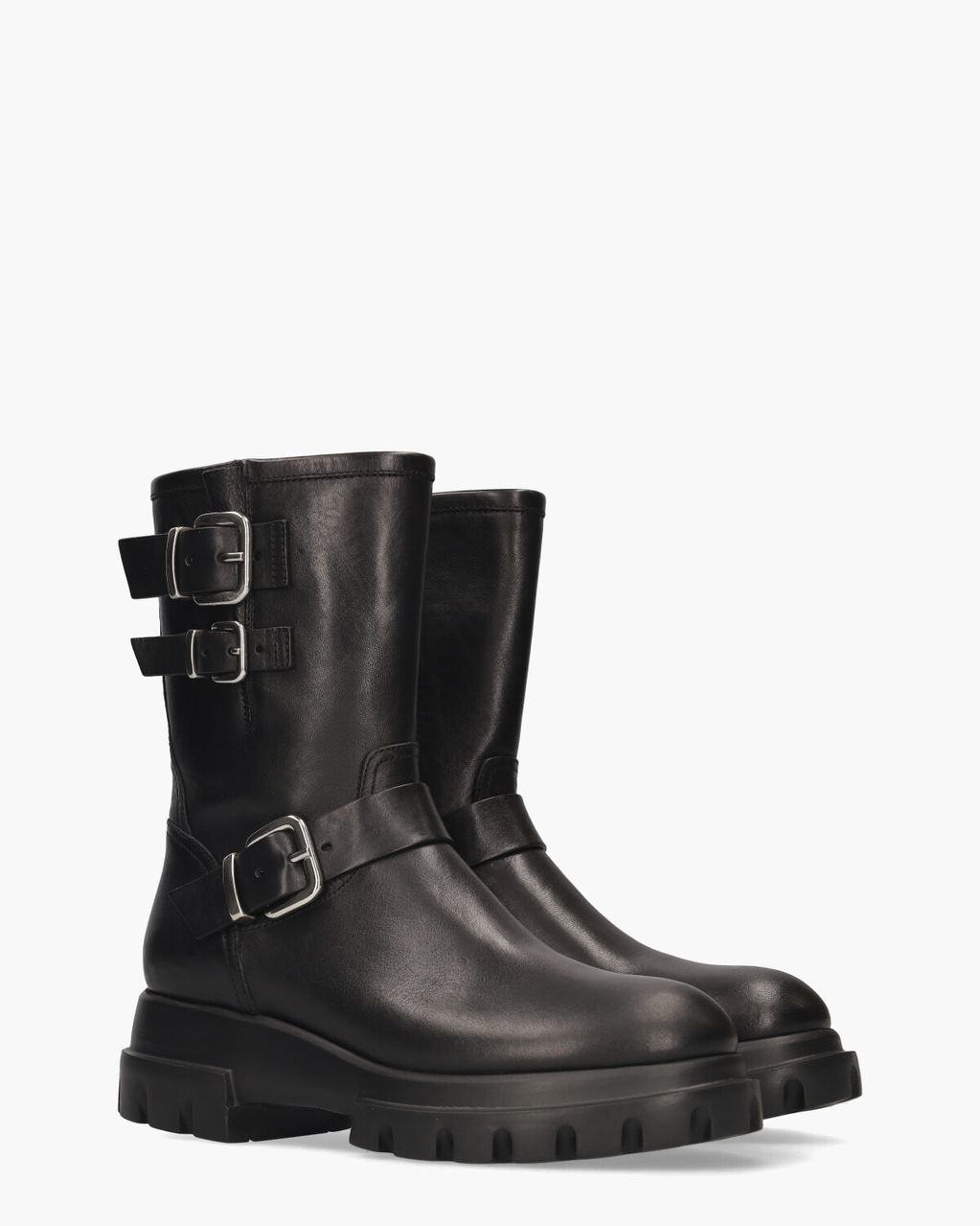 Chunky Biker Zwart Dames Enkellaarsjes
