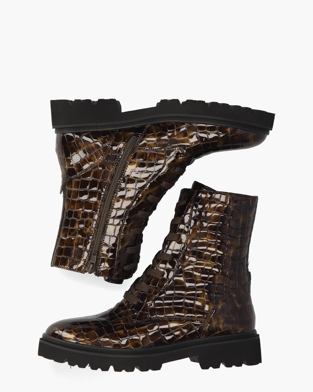 Verine Bruin/Brons Dames Veterboots