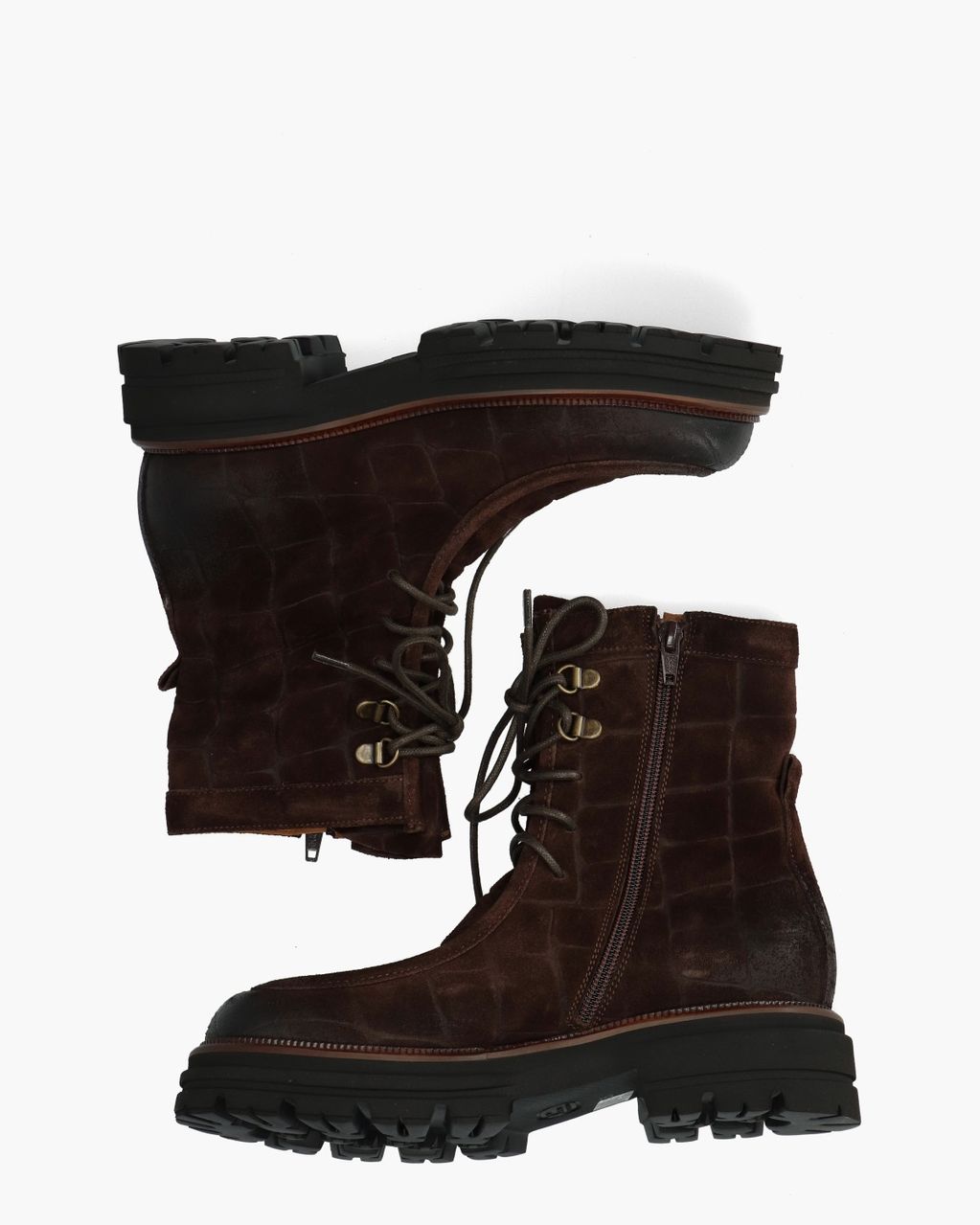 7357 Donkerbruin Dames Veterboots