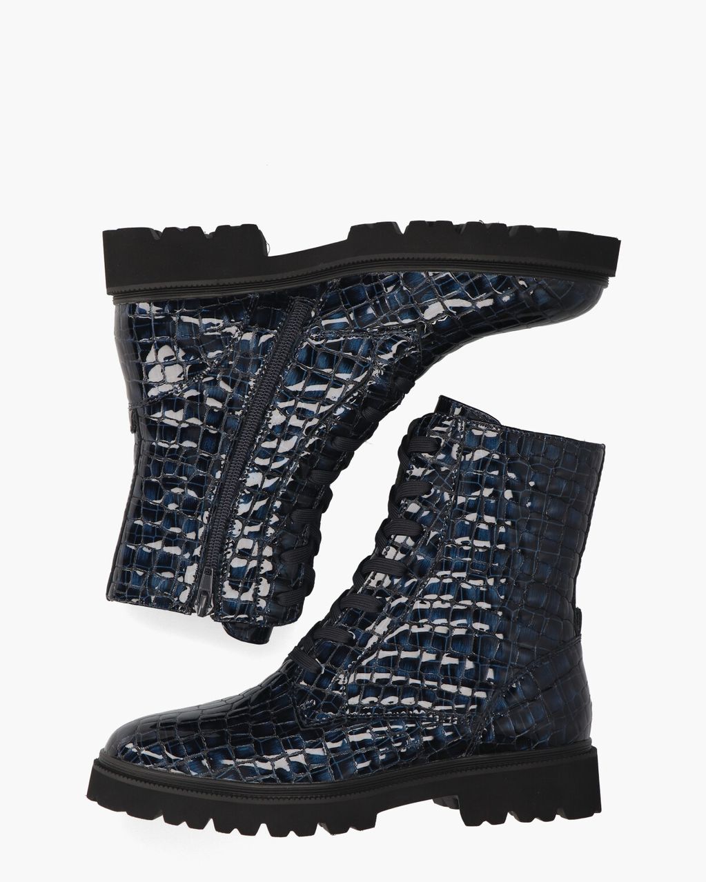 Verine Donkerblauw/Petrol Dames Veterboots
