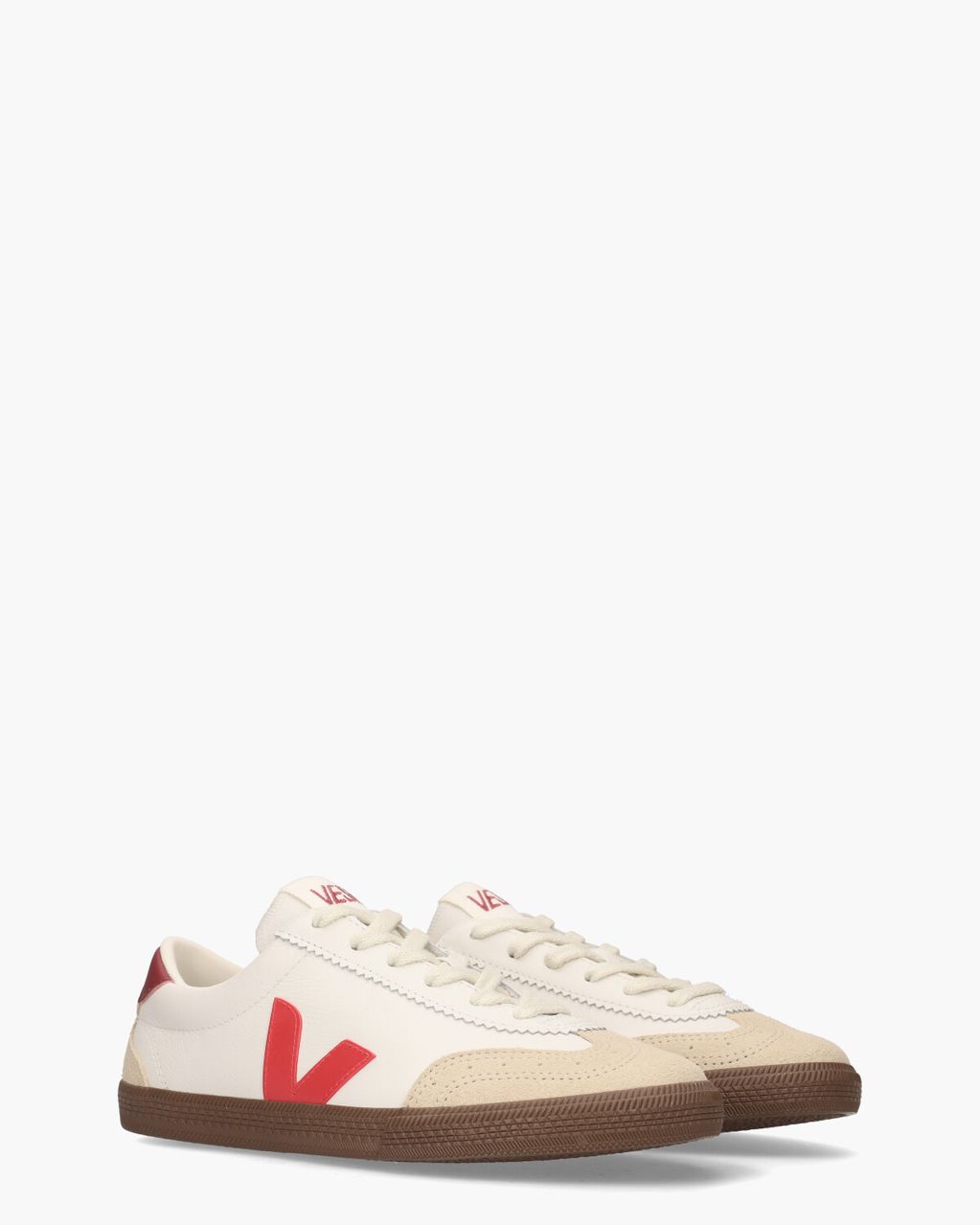 Volley Leather Wit/Rood Damessneakers