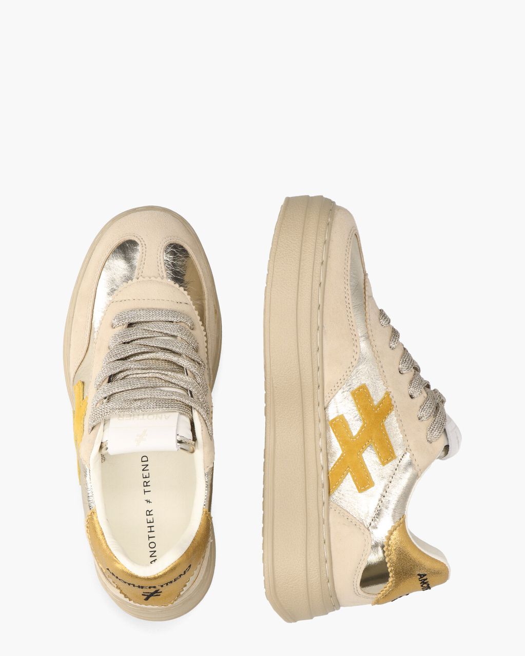 A035 Goud/Beige Damessneakers