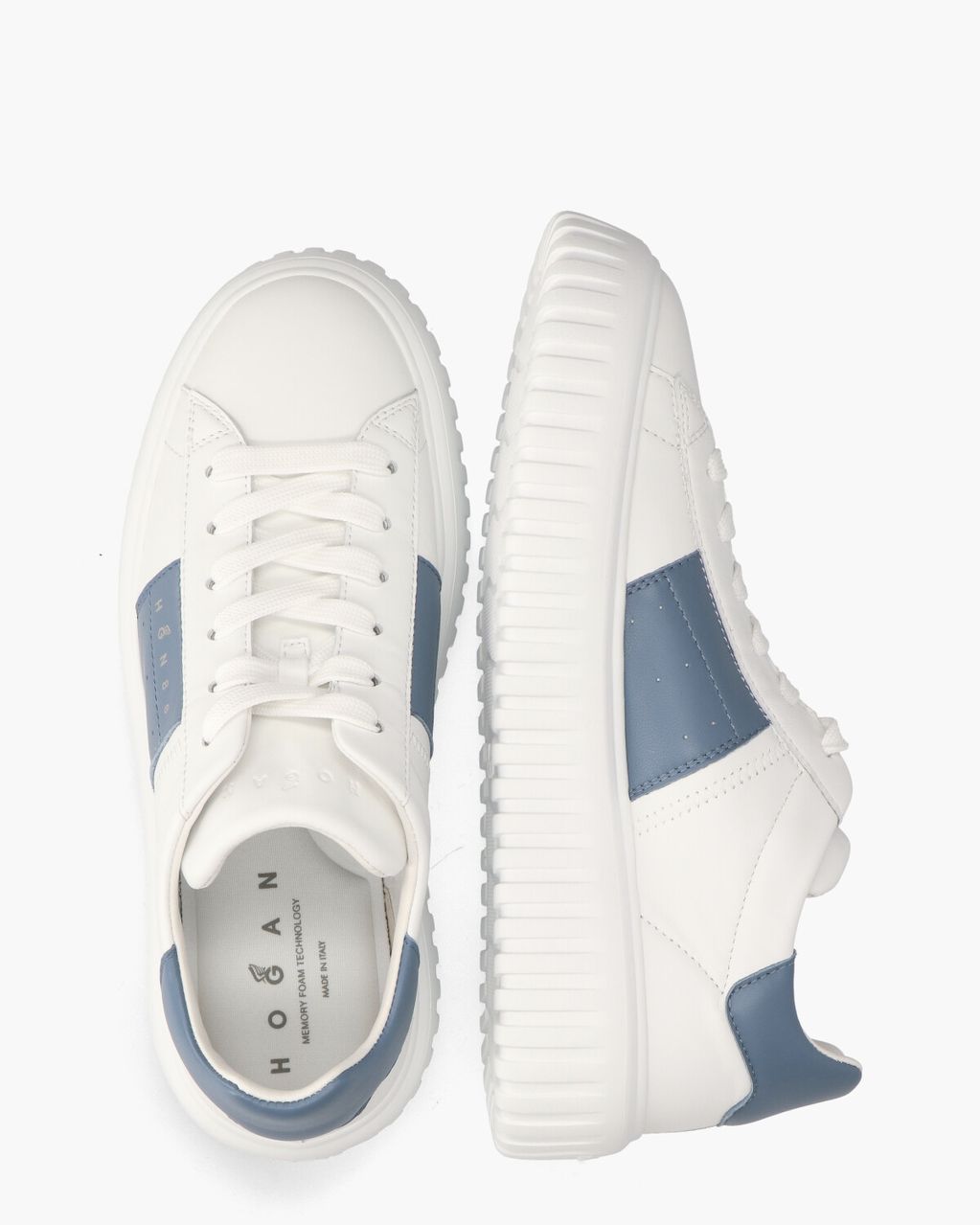 H-Stripes Wit/Lichtblauw Herensneakers