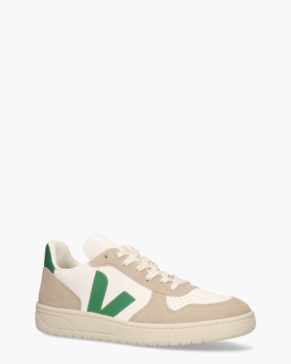 V-10 Chromefree Leather Wit/Groen/Beige Herensneakers