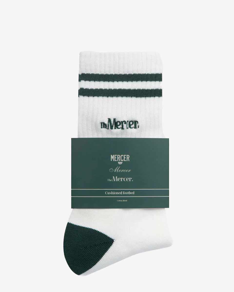 The Mercer Socks Stripe Wit/Donkergroen Sokken