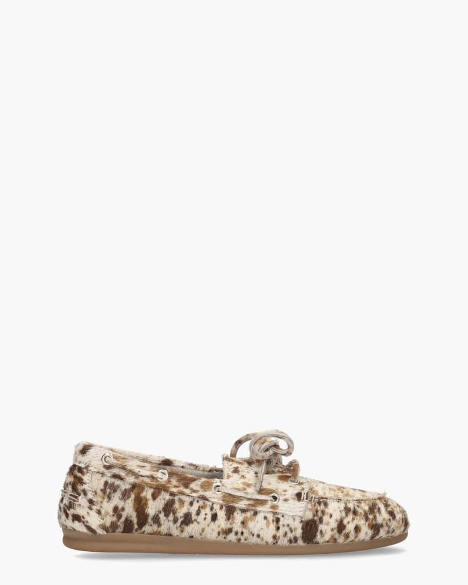 Posa Boat Loafer Mocassins - Ponyhair Instapper - Dames - Beige - Maat 38
