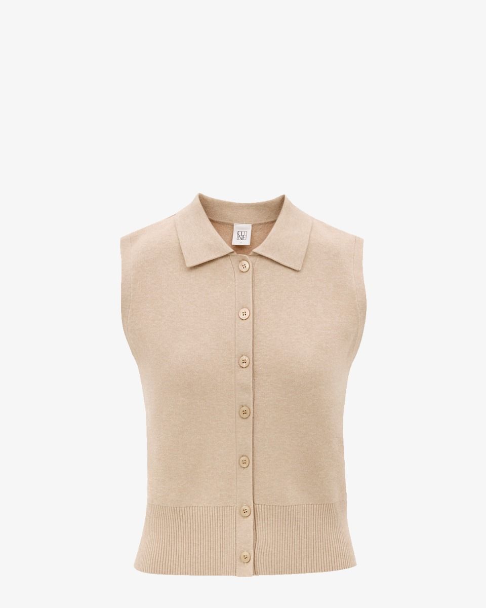Lune Olly Sleeveless Cardigan Beige vest