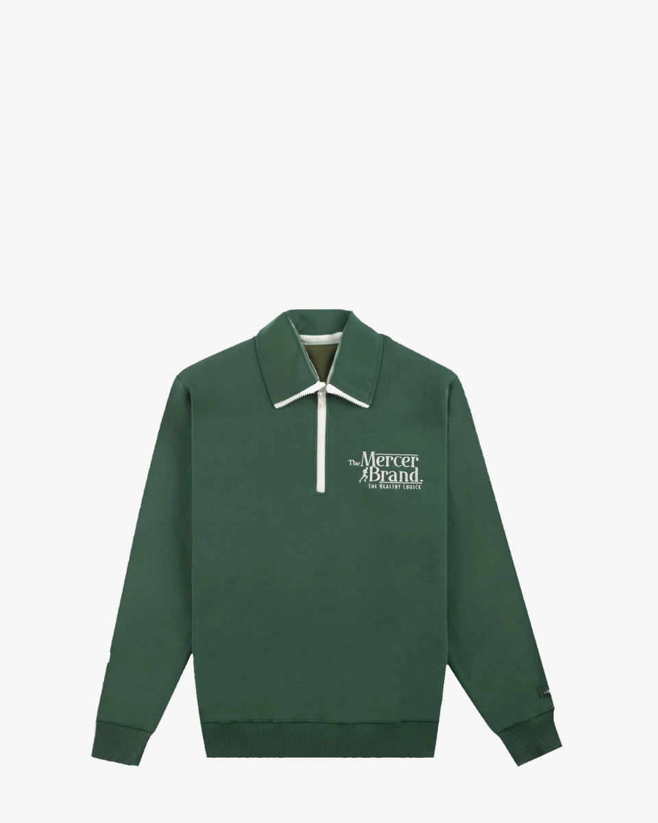 Mercer Amsterdam The Mercer Brand Quarter Zip Donkergroen Sweater