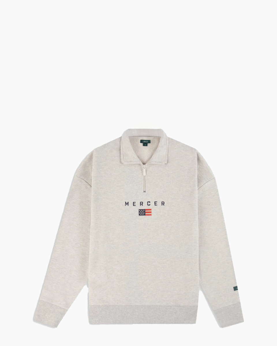 Mercer Amsterdam The Mercer Quarter Zip Lichtgrijs Sweater
