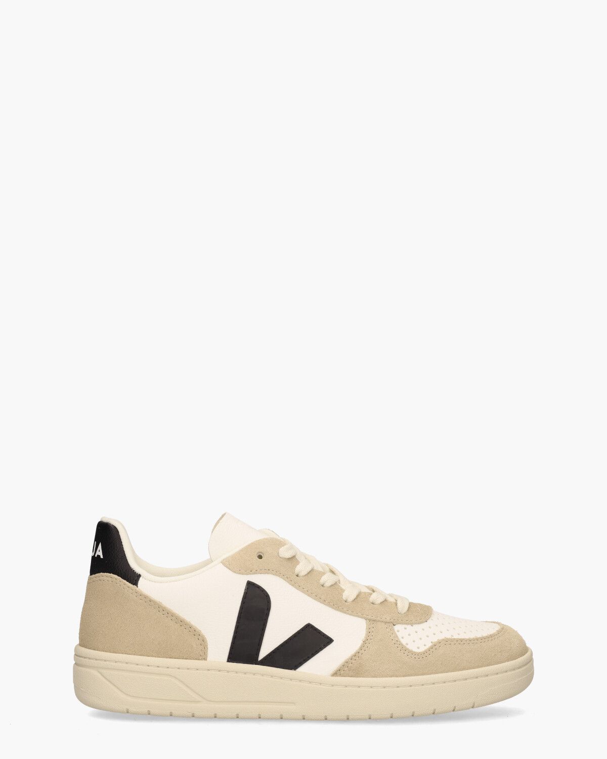 Veja V-10 Chromefree Leather Wit/Zwart/Bruin