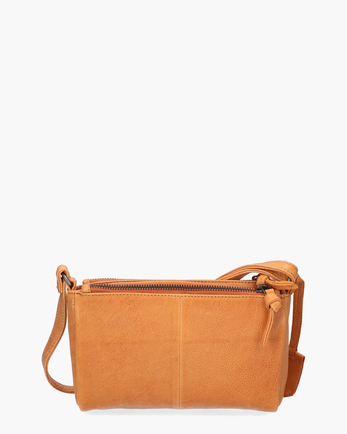 Just Jolie Double Zip Crossbody Bag Cognac Tas