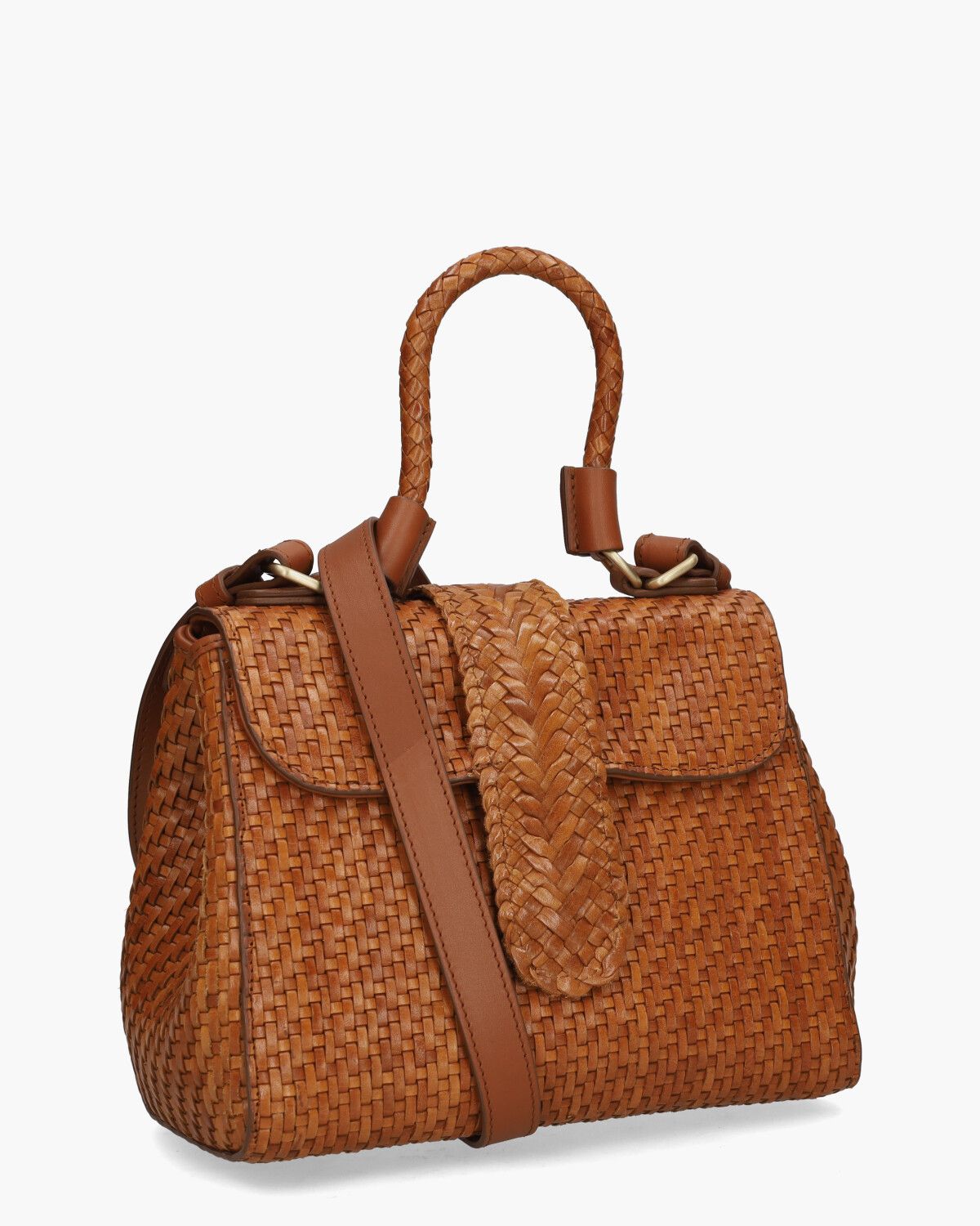 Kirsten Mini Bamboo Cognac Tas
