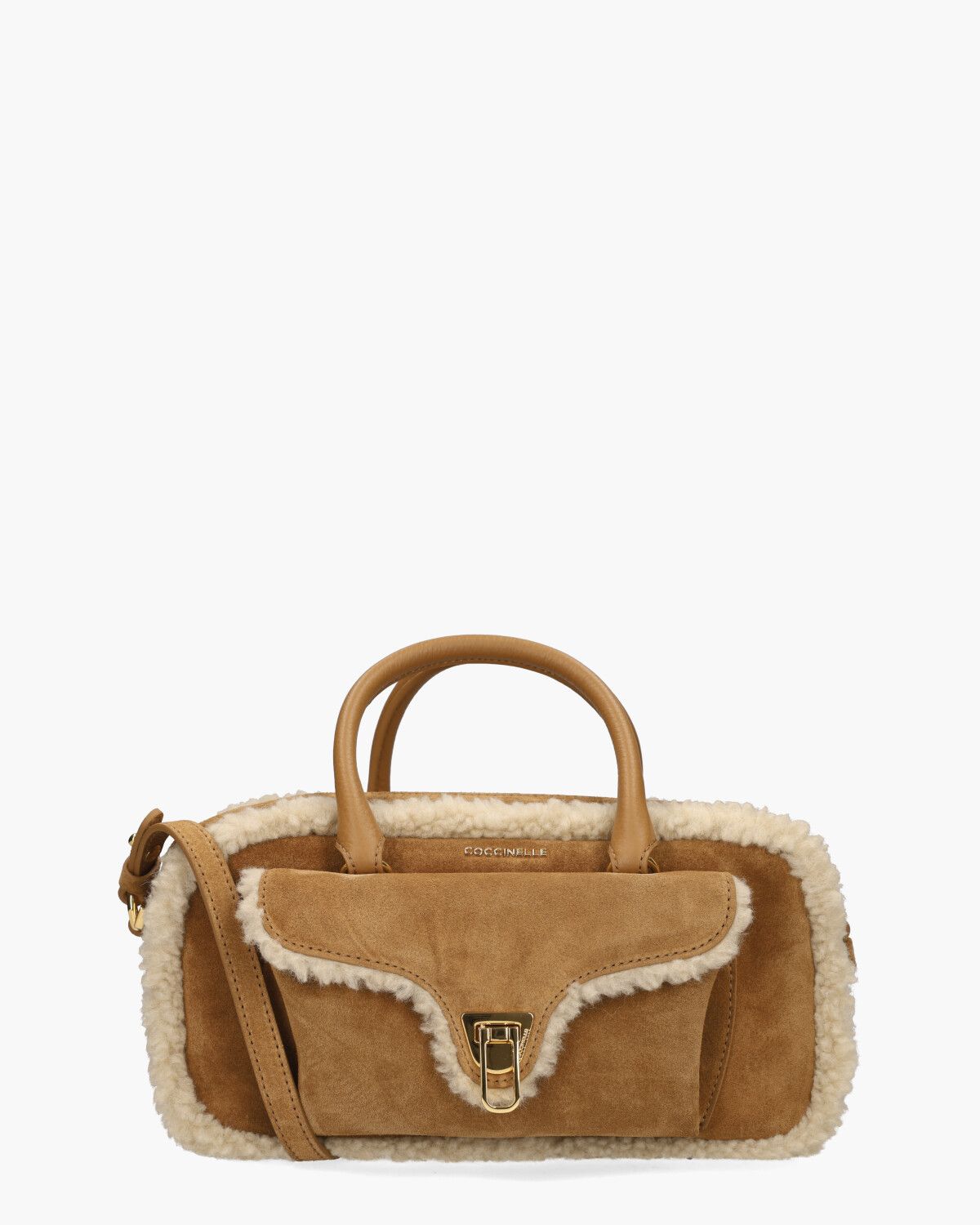 Beat Eco Shearling Small Cognac/Ecru Tas