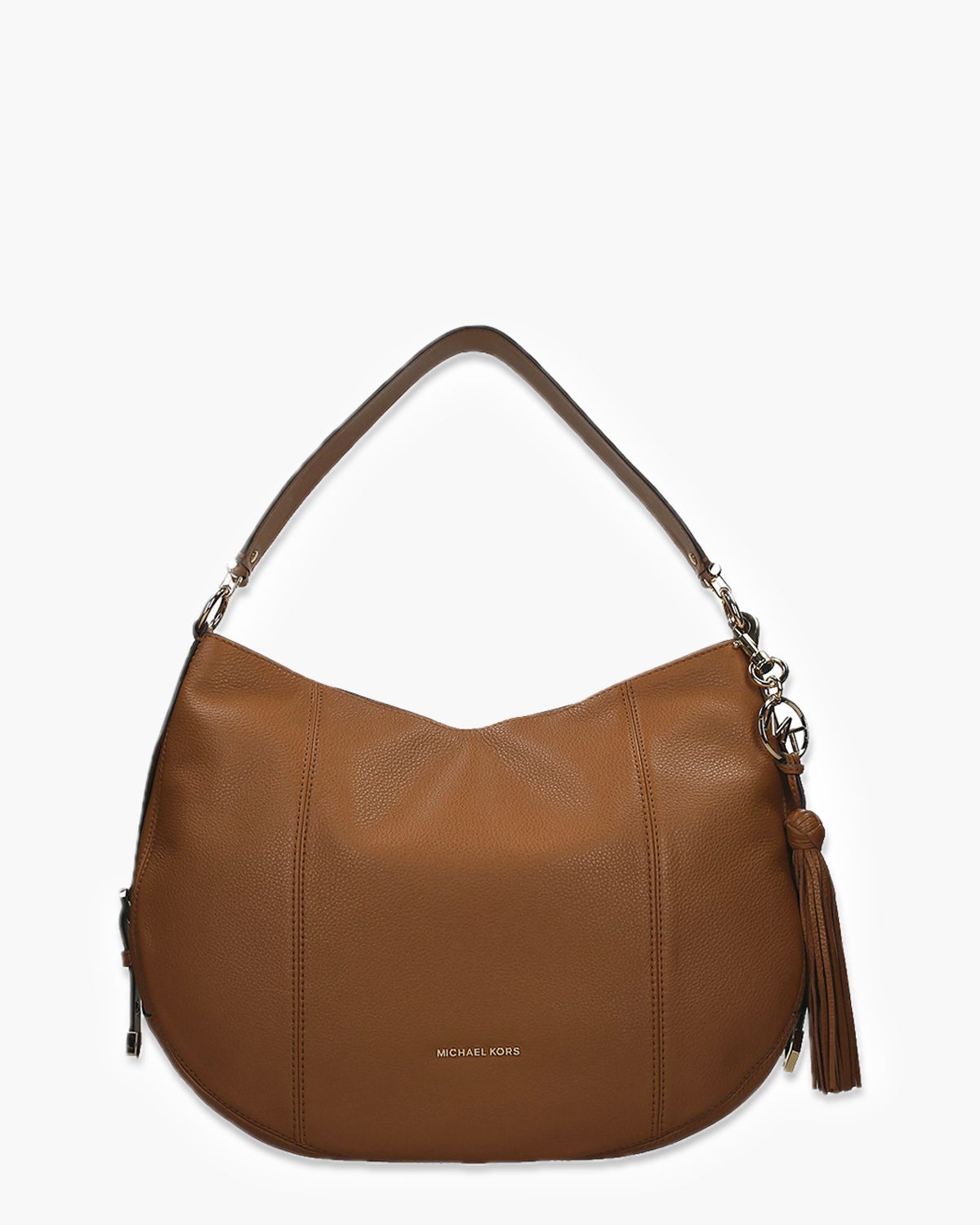 Brooke Large Pebbled Leather Shoulder Bag Cognac Tas