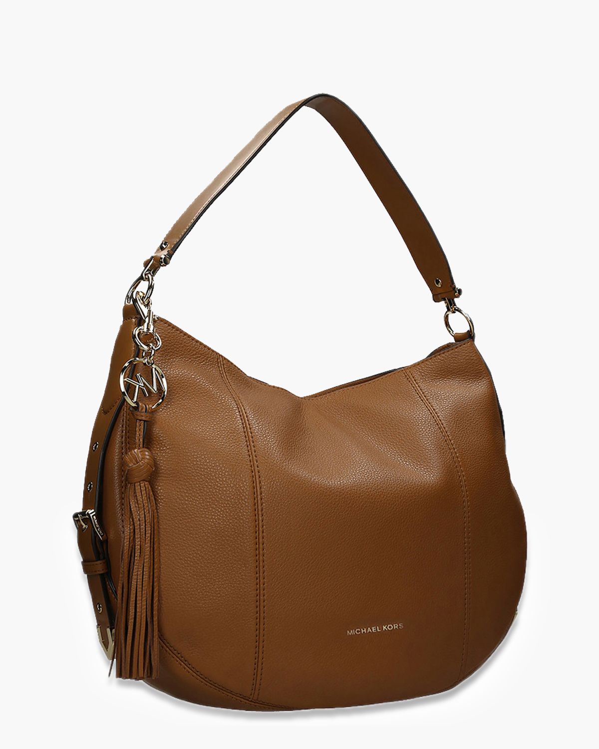 Brooke Large Pebbled Leather Shoulder Bag Cognac Tas