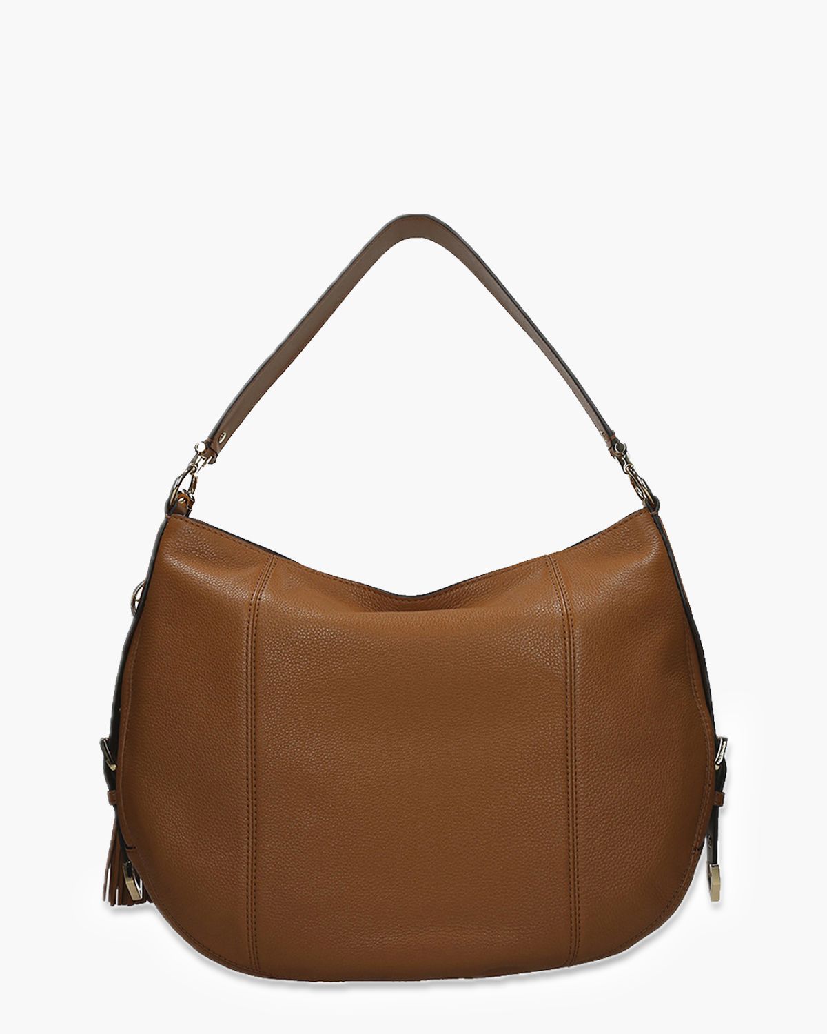 Brooke Large Pebbled Leather Shoulder Bag Cognac Tas