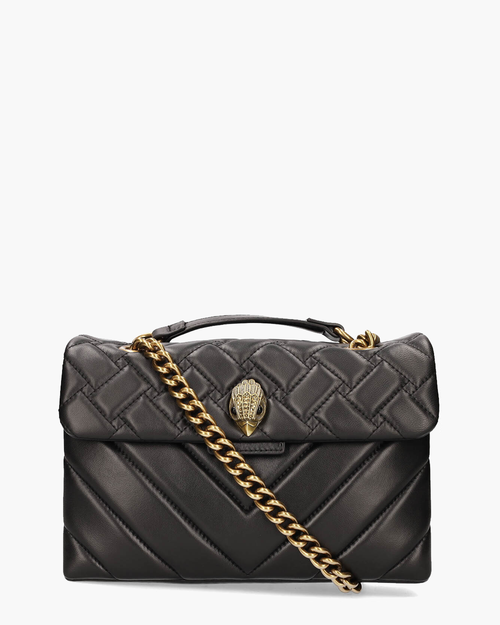 Leather Kensington Bag Zwart/Goud Tas