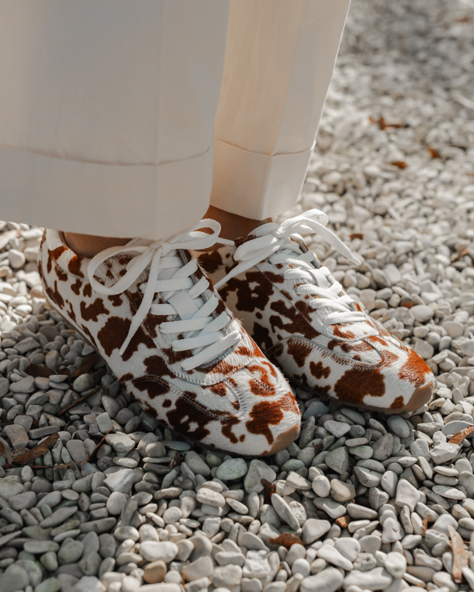 Sava Cow Hair Off-White/Cognac Damessneakers