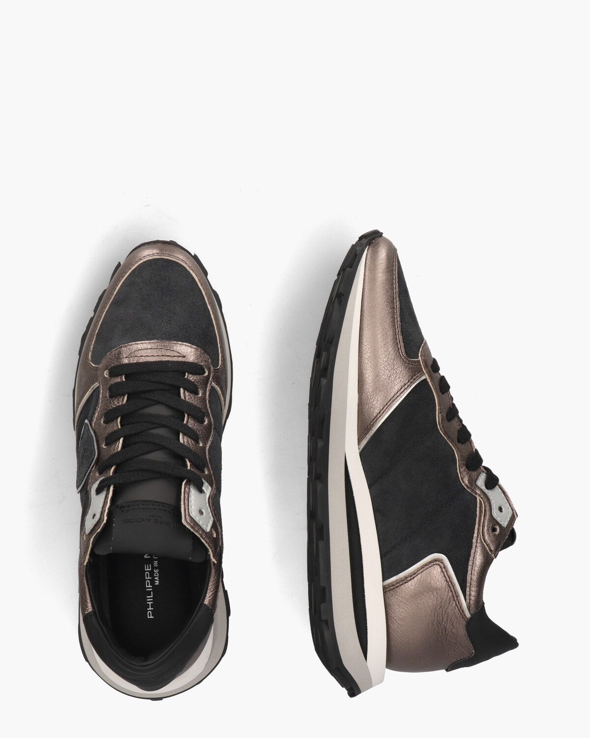 Tropez Haute Zwart/Brons Damessneakers