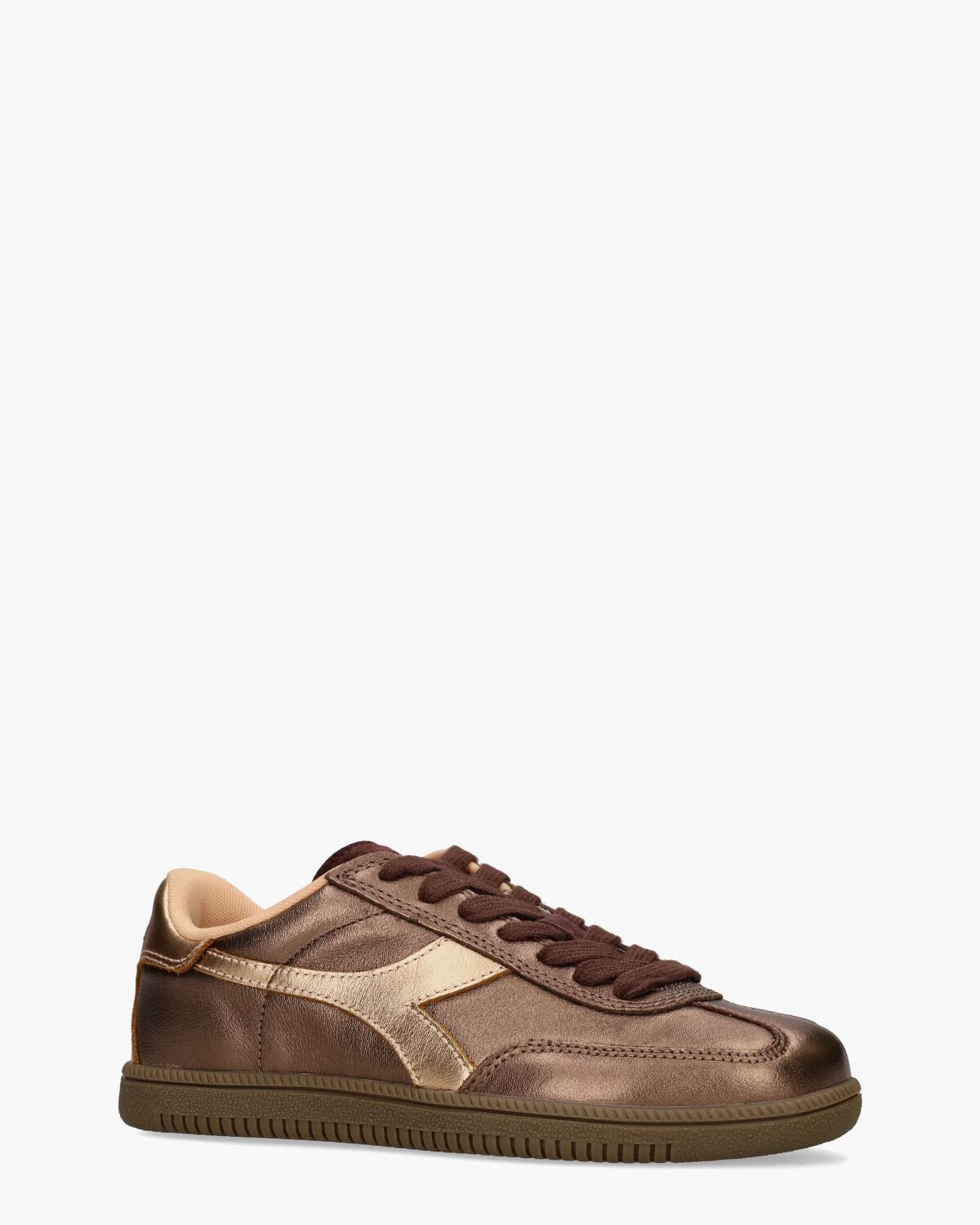 Trainer Metalized Donkerbruin/Roségoud Damessneakers