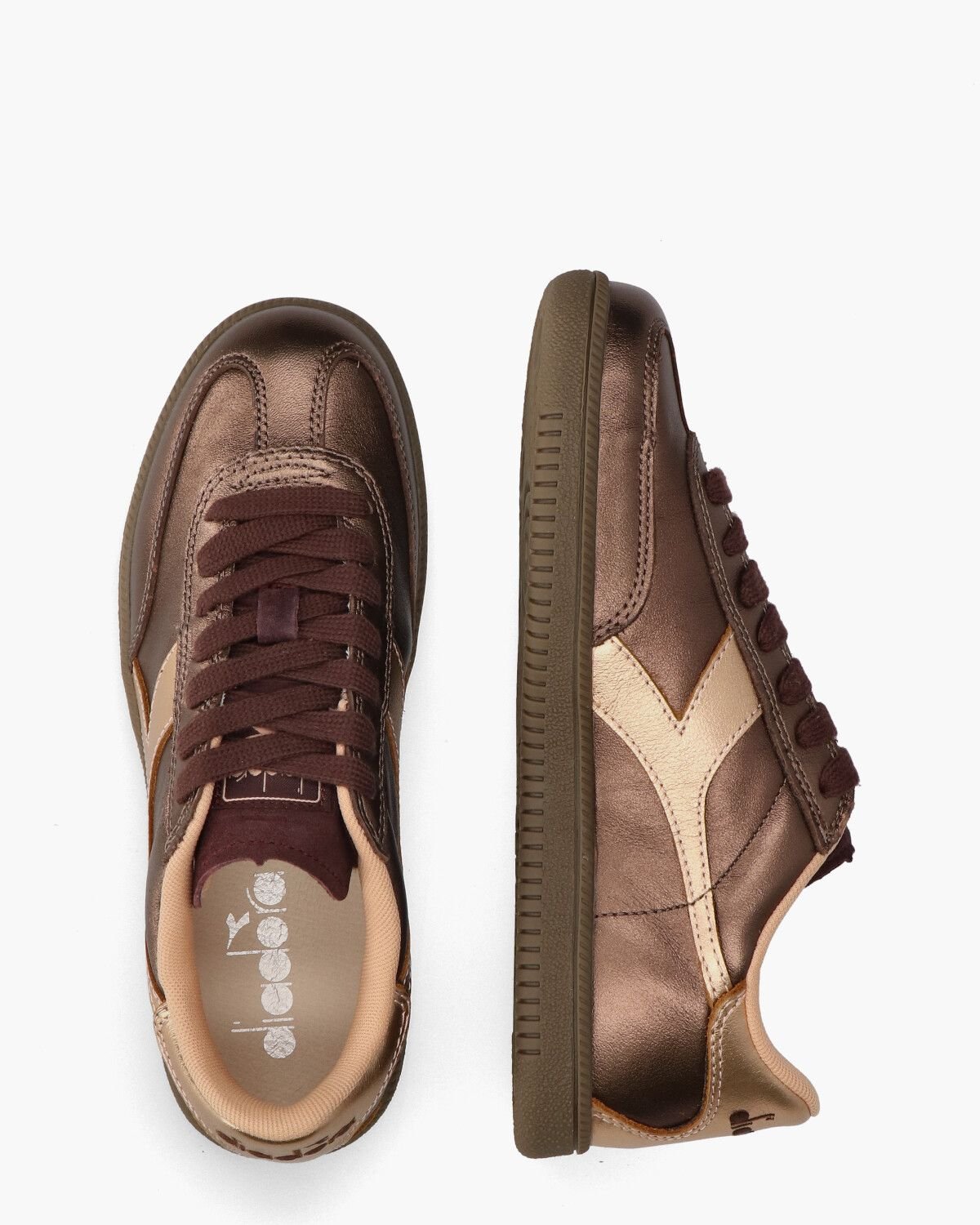 Trainer Metalized Donkerbruin/Roségoud Damessneakers
