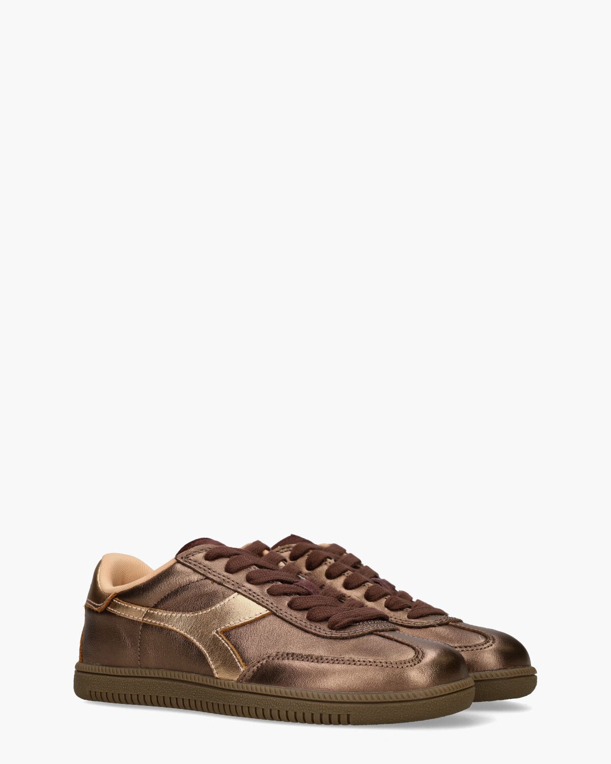 Trainer Metalized Donkerbruin/Roségoud Damessneakers