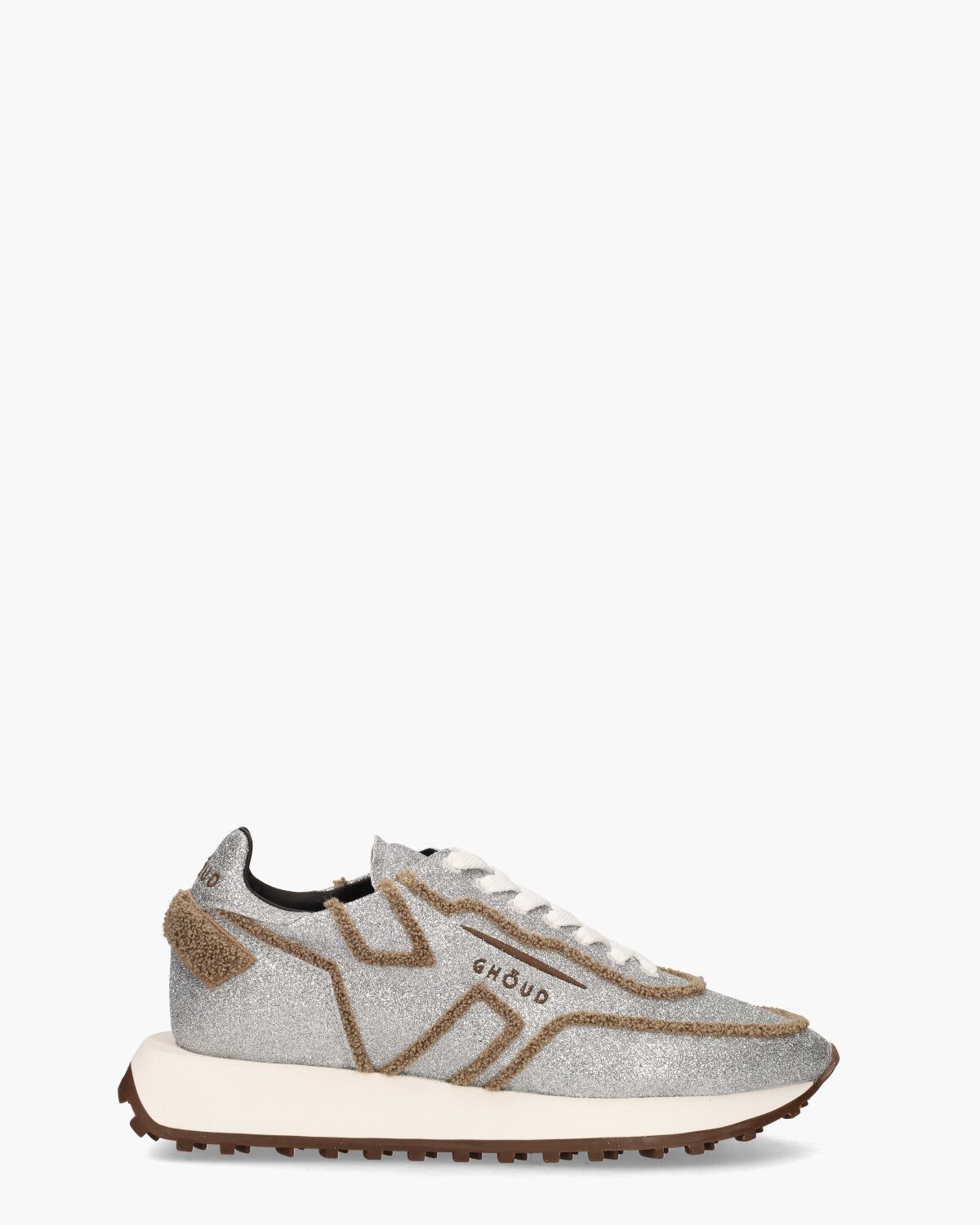 Rush One Low Glitter Zilver/Bruin Damessneakers