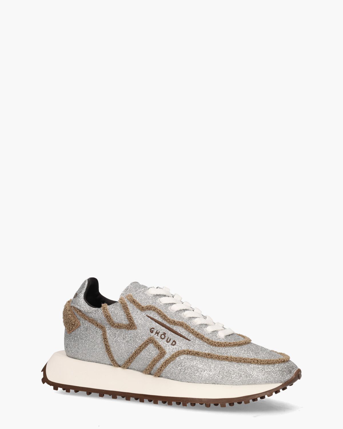 Rush One Low Glitter Zilver/Bruin Damessneakers