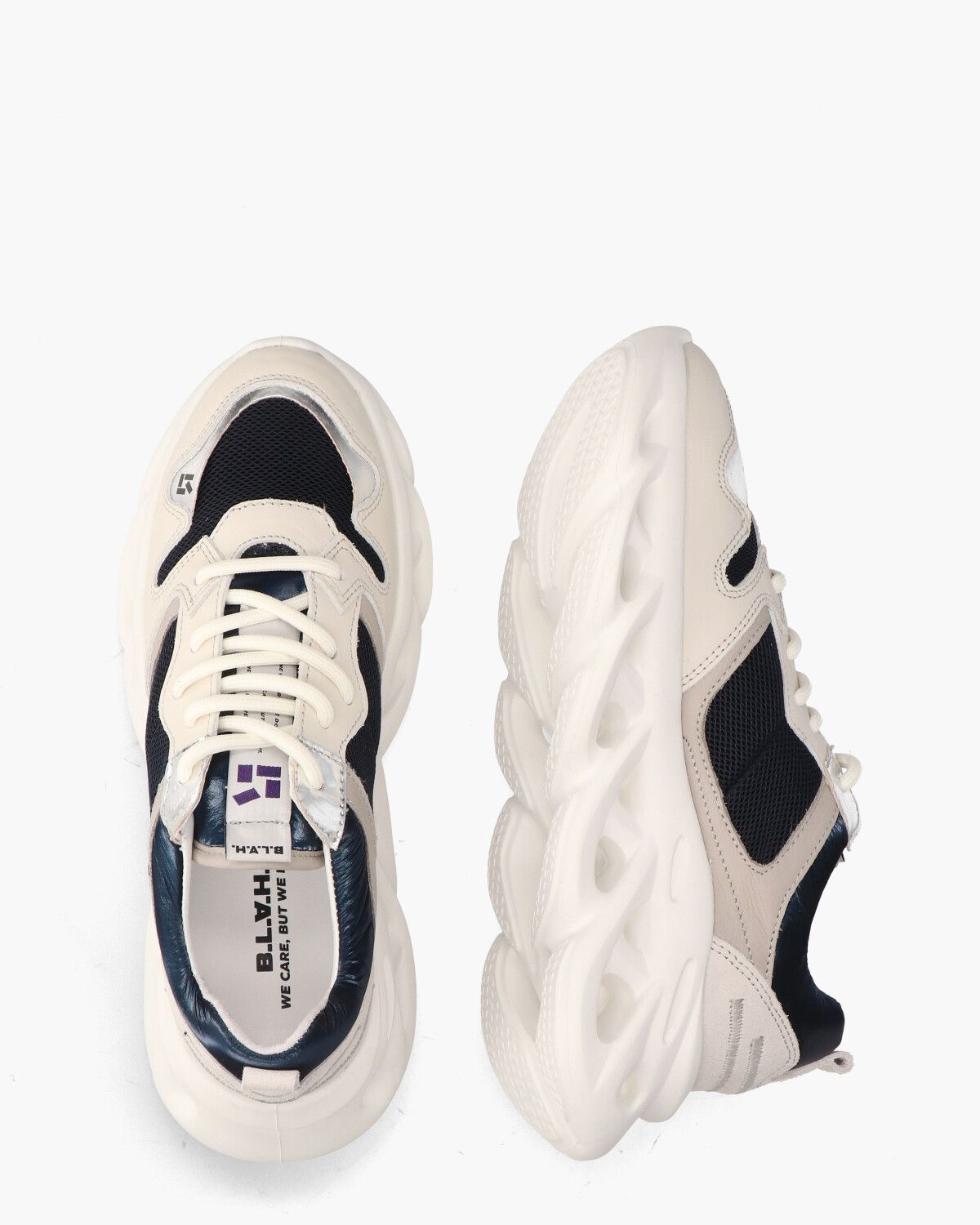 Cassandra Off-White/Blauw Damessneakers