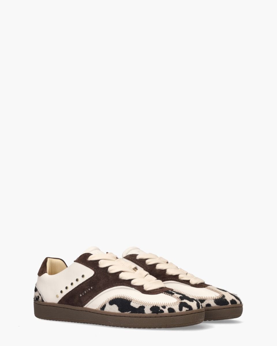 Ray Owen Studs Donkerbruin/Off-White Damessneakers
