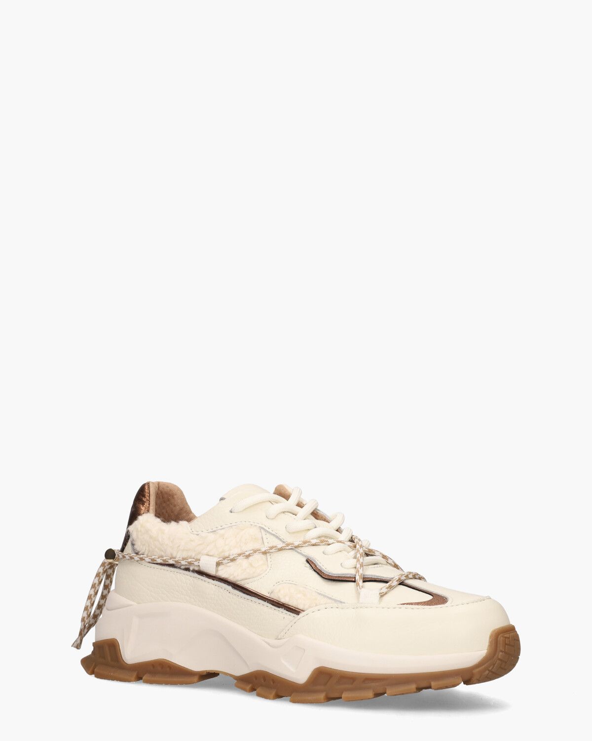 Bonney Teddy Off-White/Brons Damessneakers