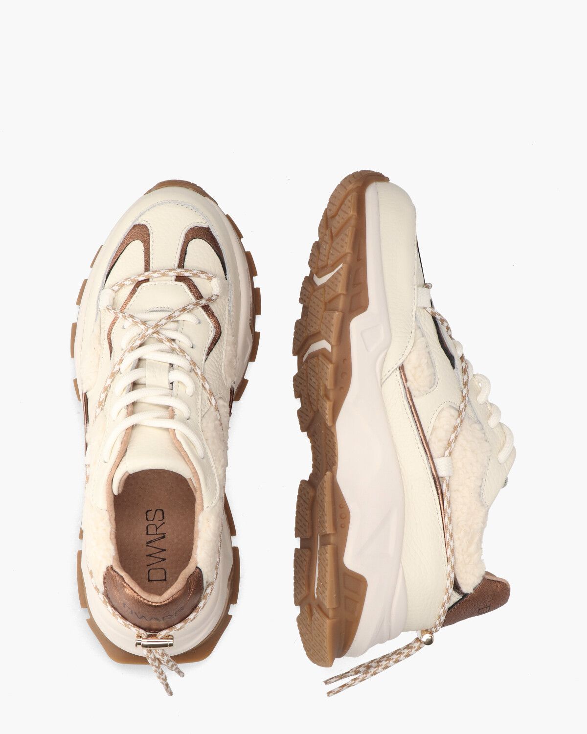 Bonney Teddy Off-White/Brons Damessneakers