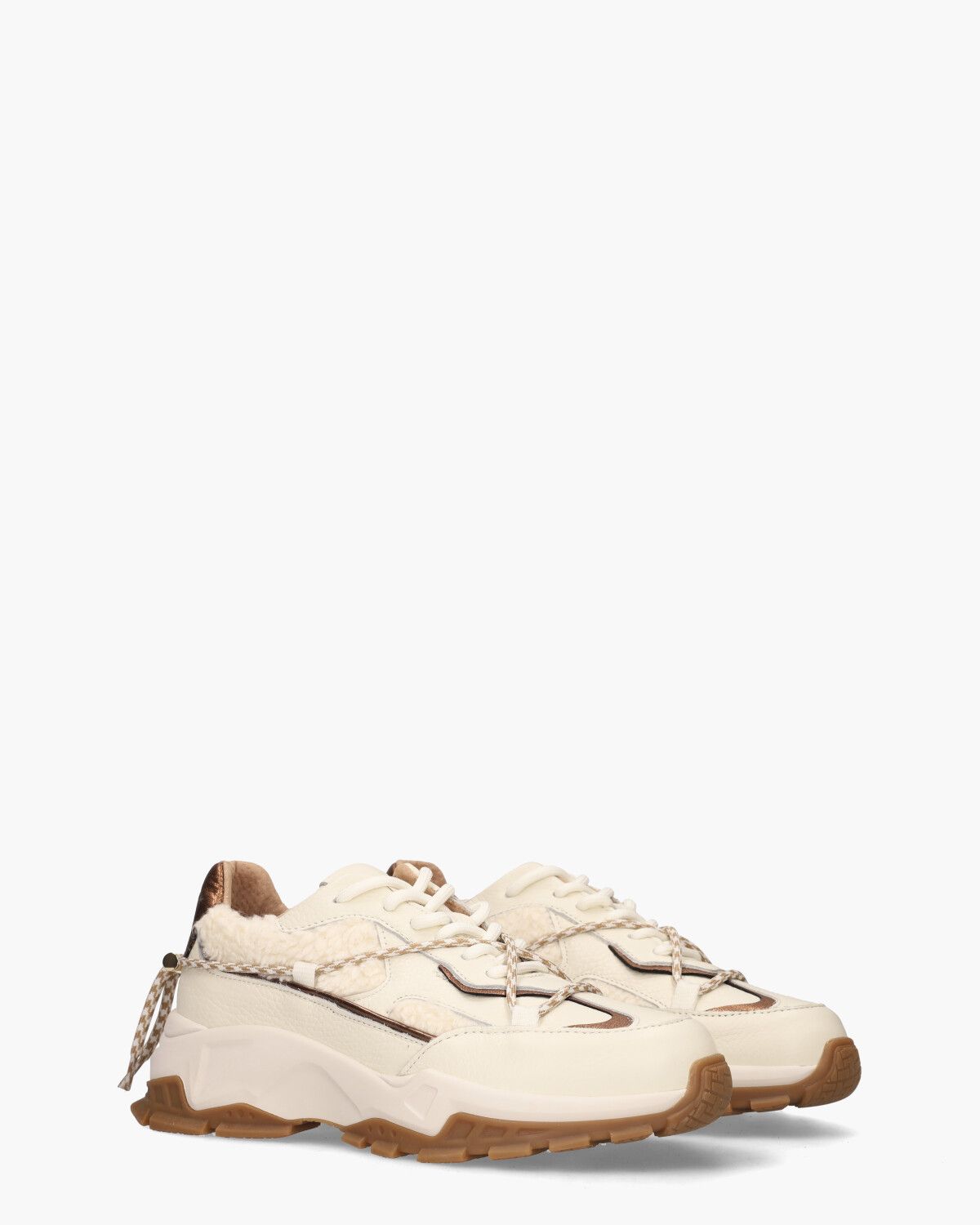 Bonney Teddy Off-White/Brons Damessneakers