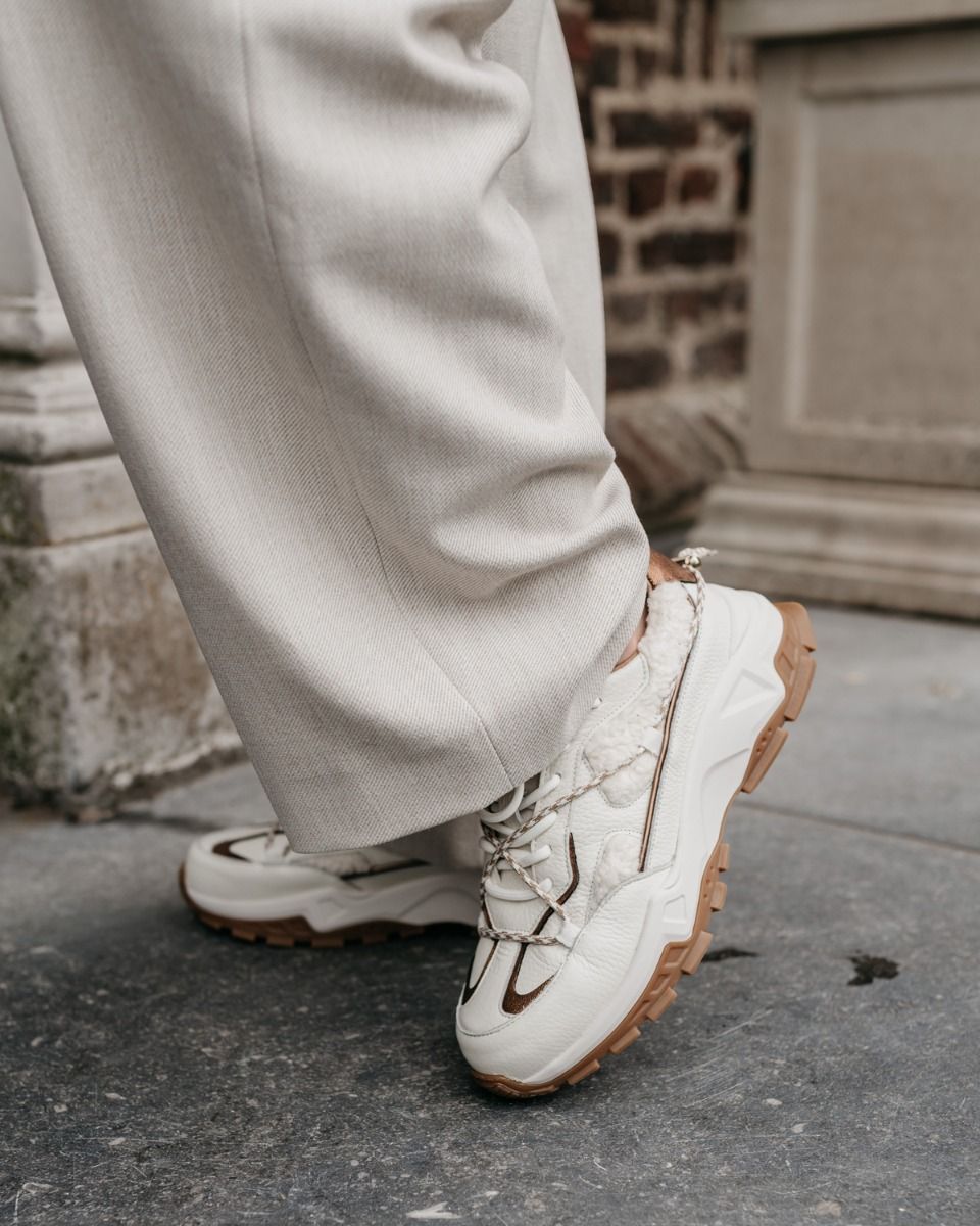 Bonney Teddy Off-White/Brons Damessneakers