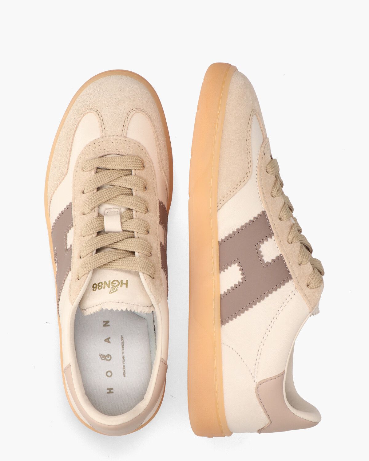 Cool Off-White/Taupe Damessneakers