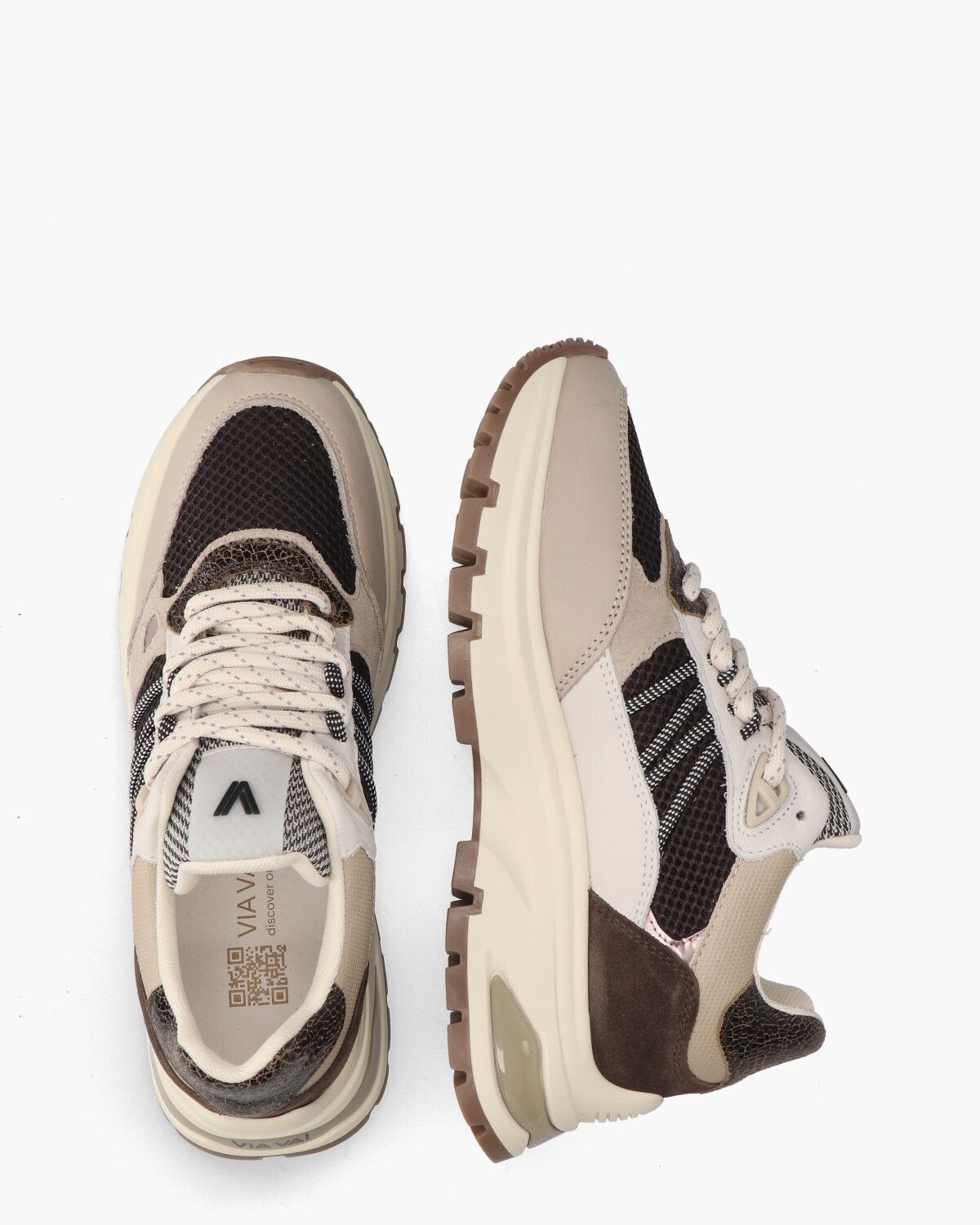 Liz Dae Donkerbruin/Beige Damessneakers
