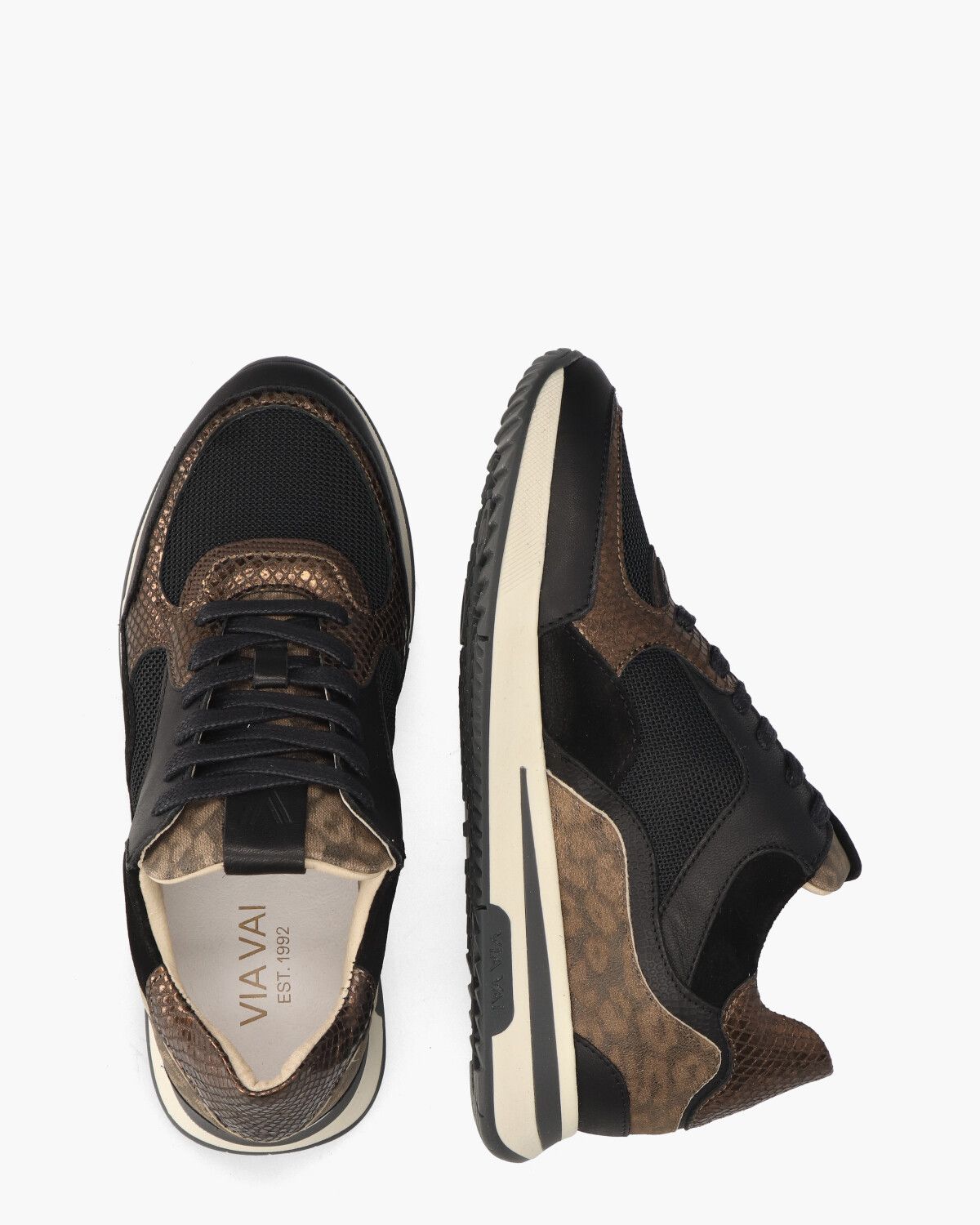 Nora Sooth Zwart/Bruin Damessneakers