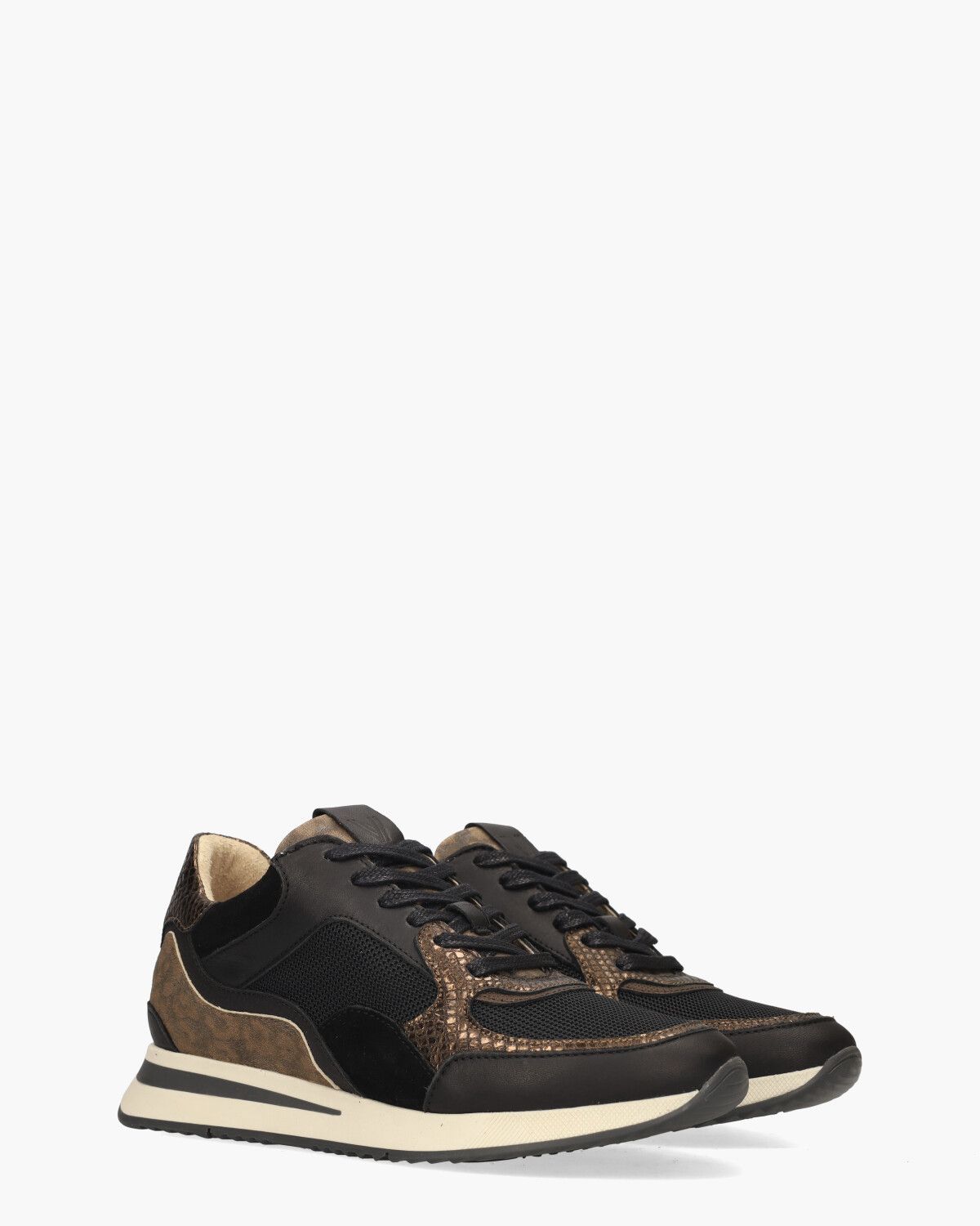 Nora Sooth Zwart/Bruin Damessneakers