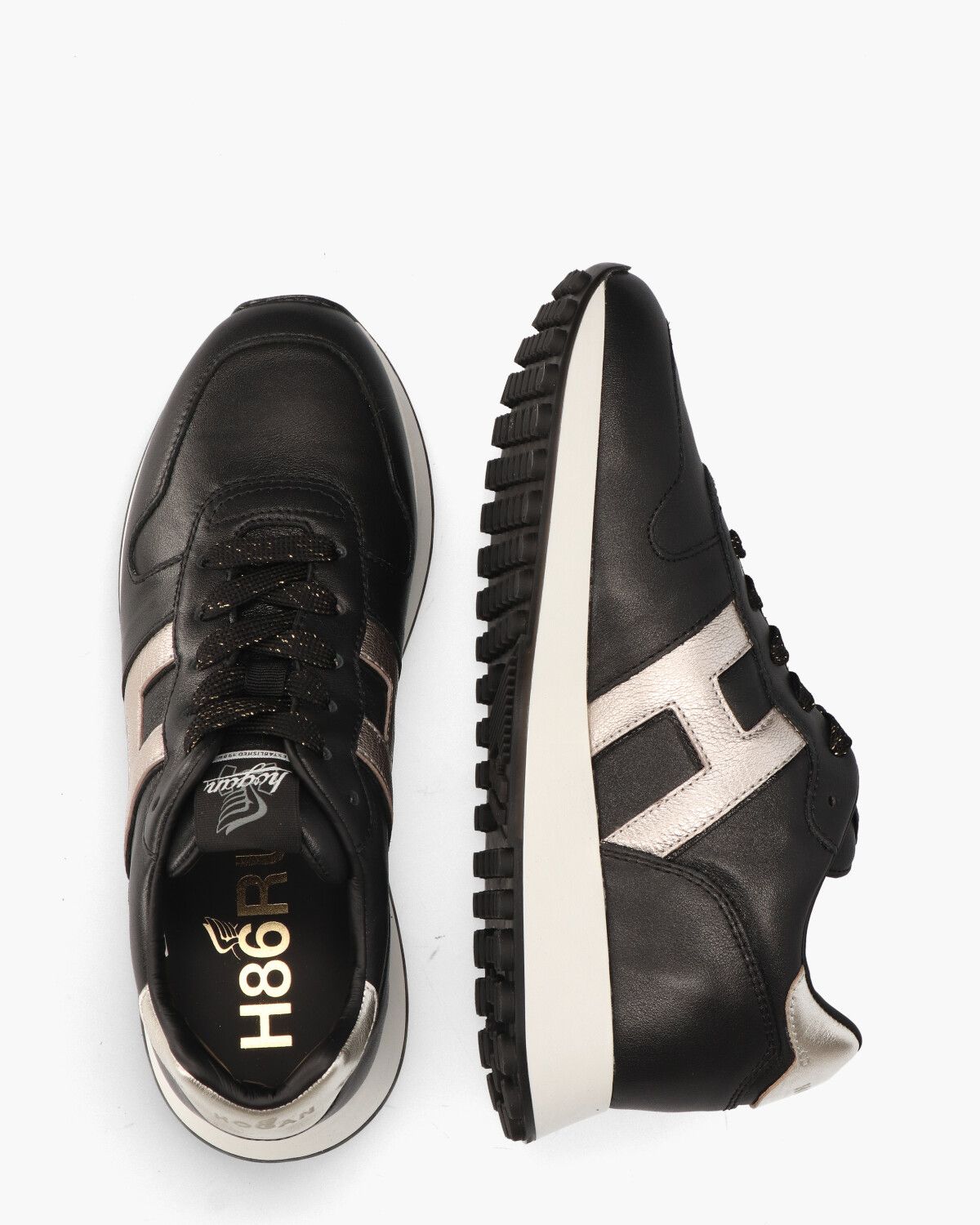H383 Zwart/Goud Damessneakers