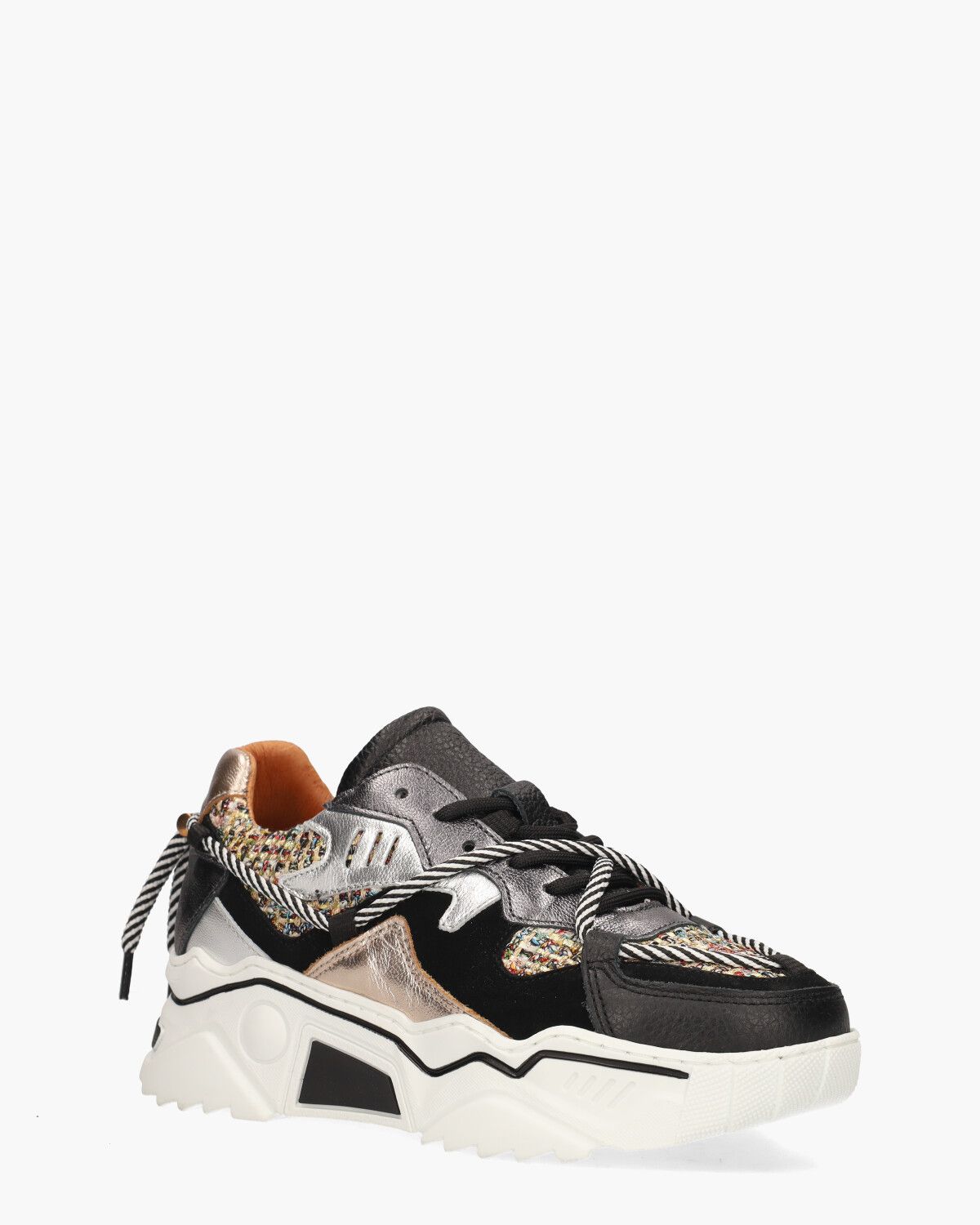 Jupiter Tweed Zwart/Multicolor Damessneakers