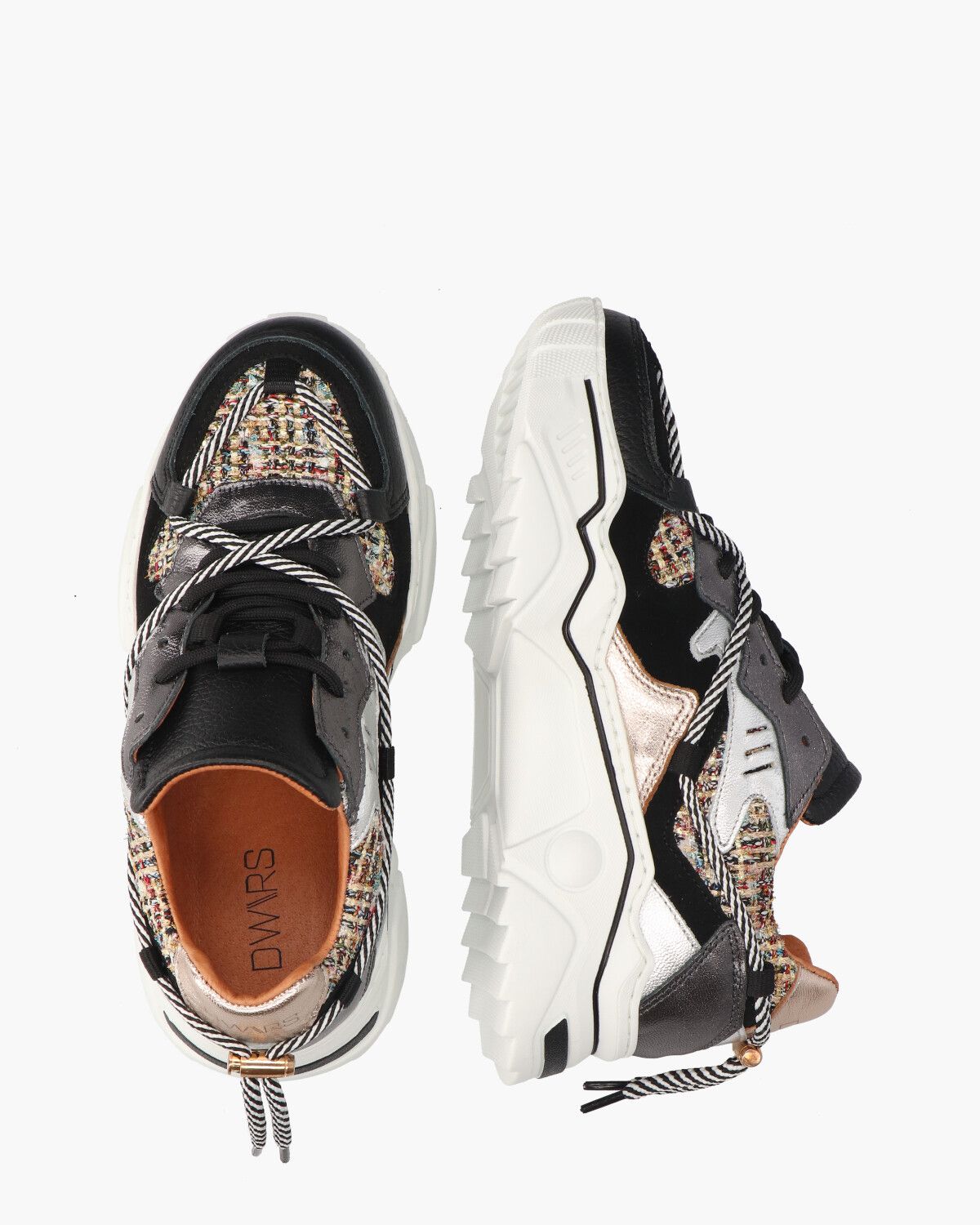 Jupiter Tweed Zwart/Multicolor Damessneakers