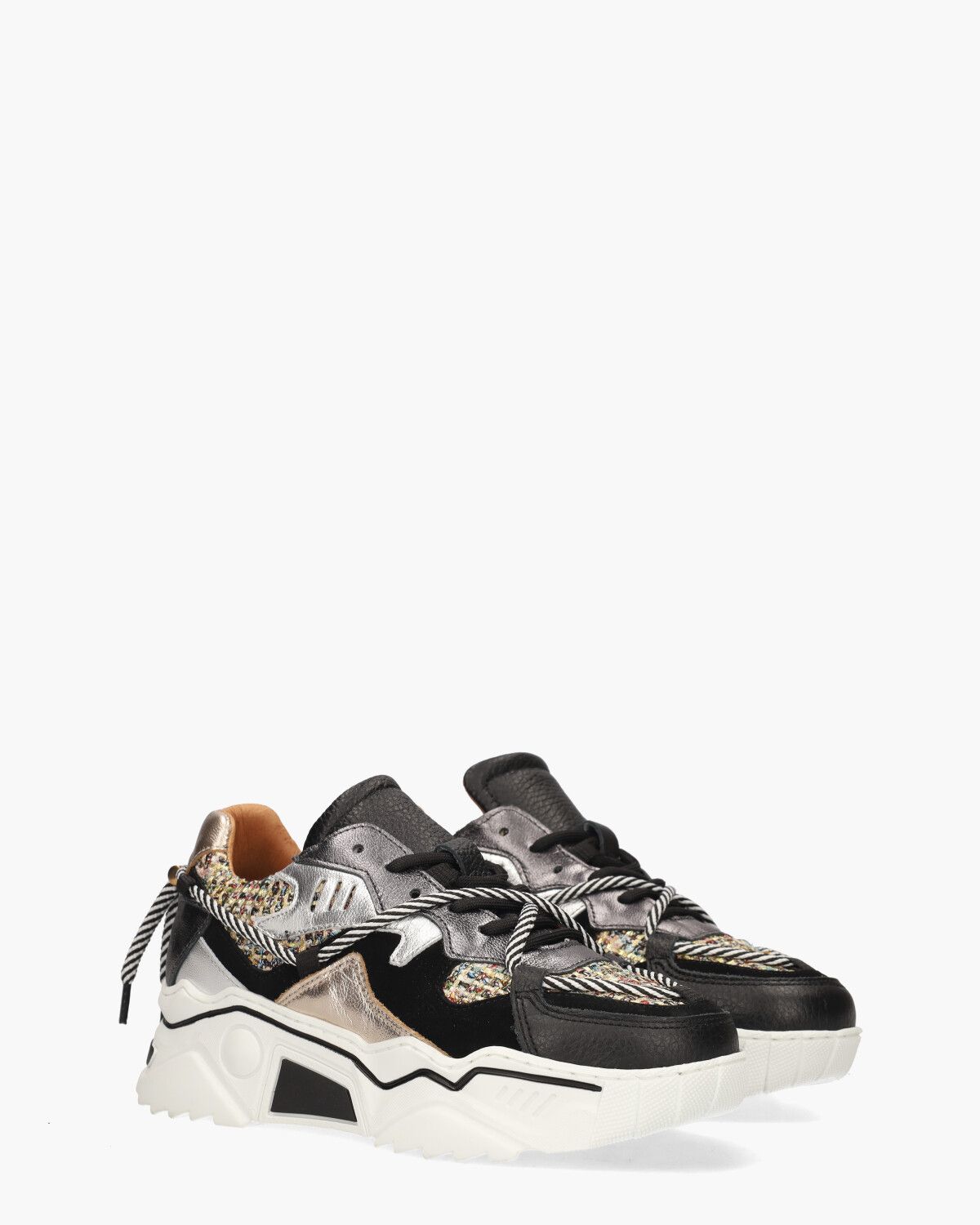 Jupiter Tweed Zwart/Multicolor Damessneakers