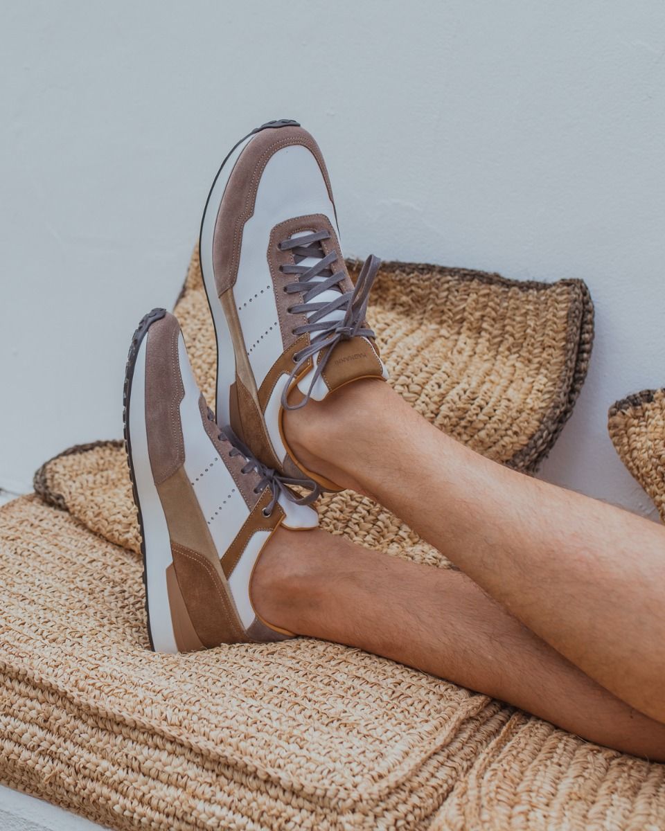 24454 Wit/Bruin Herensneakers