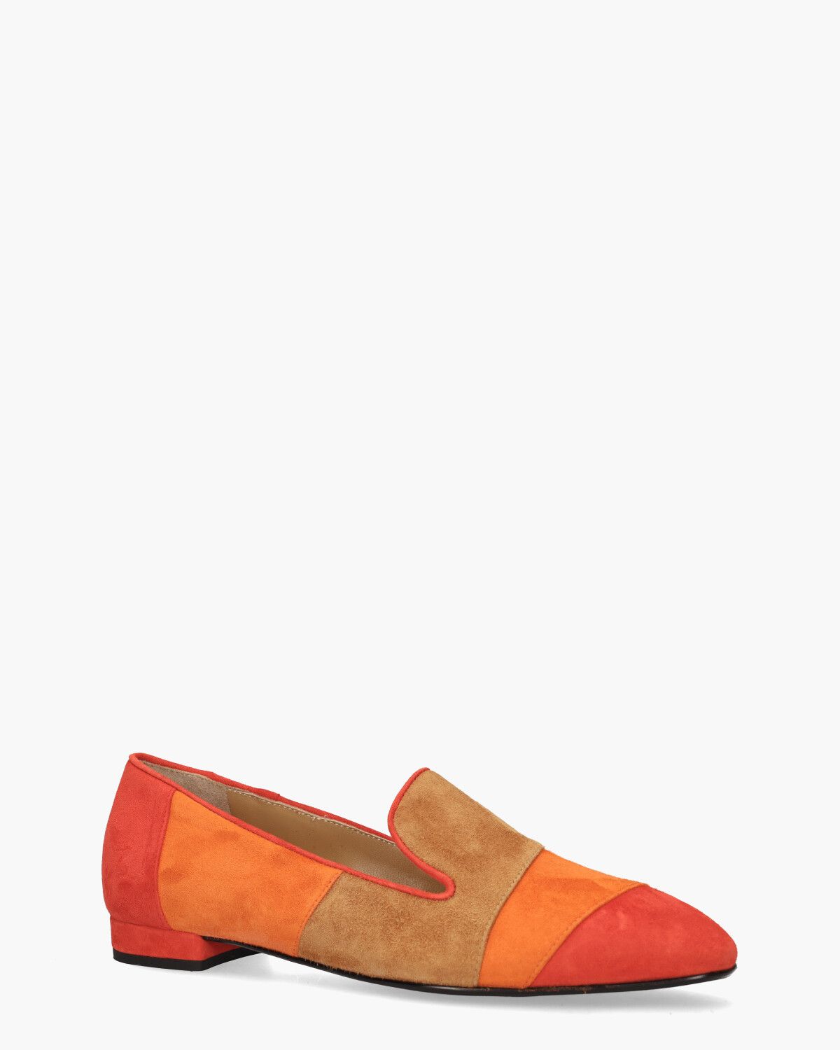 24E022 Rood/Oranje/Cognac Damesloafers