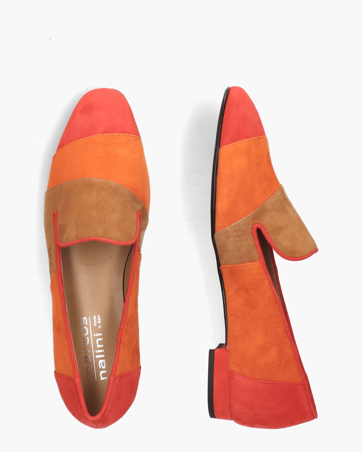 24E022 Rood/Oranje/Cognac Damesloafers