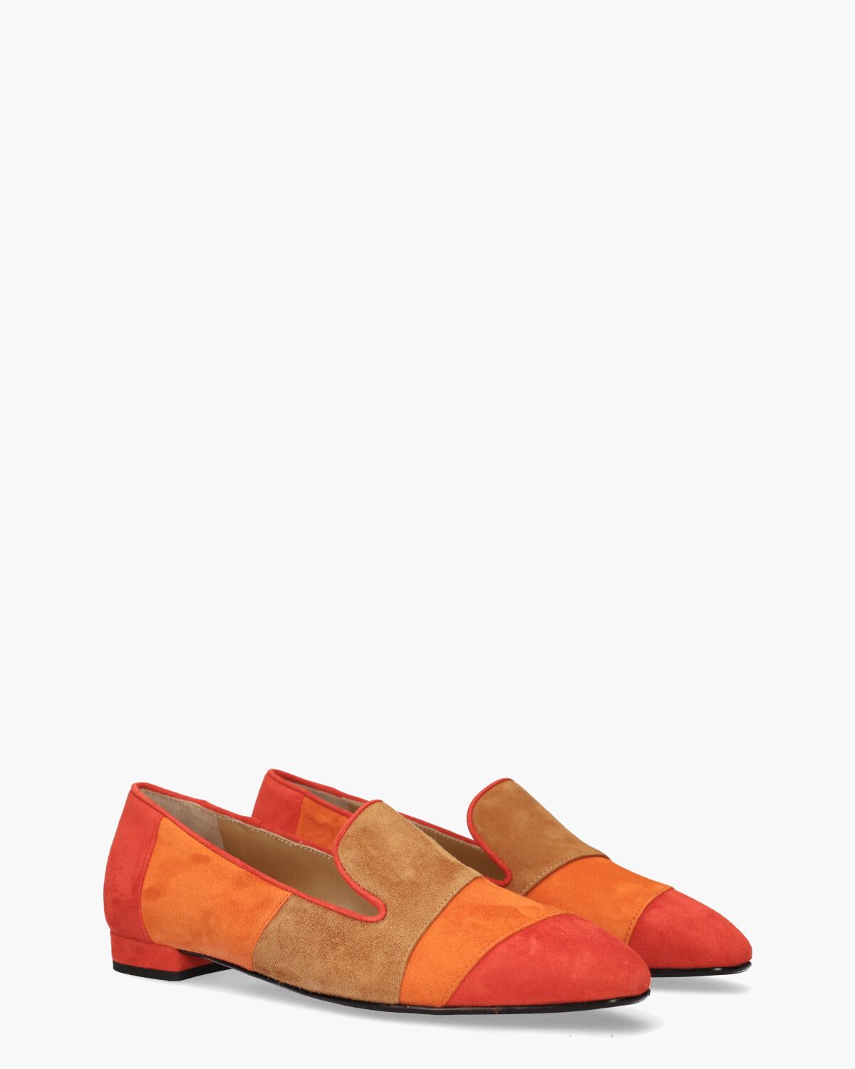 24E022 Rood/Oranje/Cognac Damesloafers