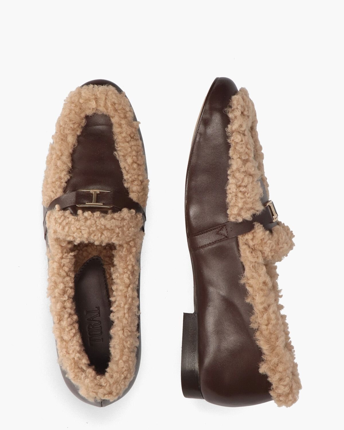 Lily Donkerbruine/Beige Damesloafers
